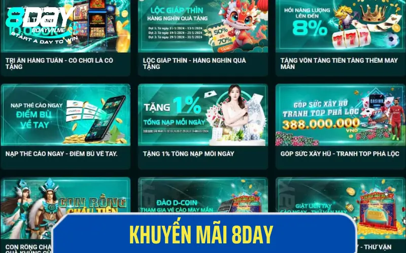 Nhận ngay khuyến mãi khi đăng ký tài khoản 8DAY